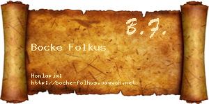 Bocke Folkus névjegykártya